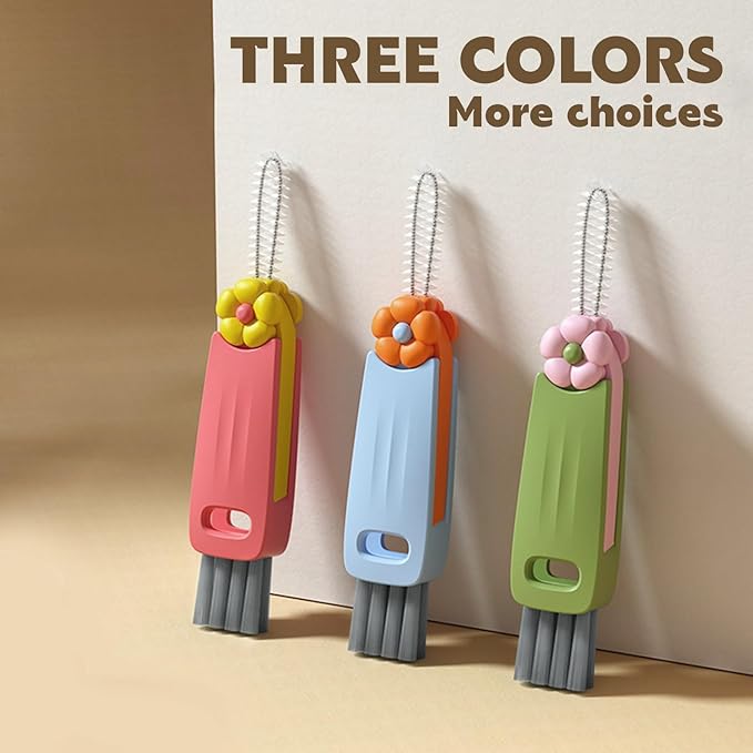 3 in 1 Multifunctional Cleaning Brush, Crevice Cleaner for Bottle Gap Tight Spaces, Portable Cup Lid Cleaner (6 PCS)