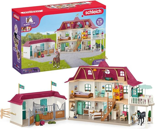 Schleich Horse Club - Lakeside Country House and Stable Horse Play Set, 192 Piece Detailed Doll House and Horse Toy Accessories for Girls and Boys Ages 5+
