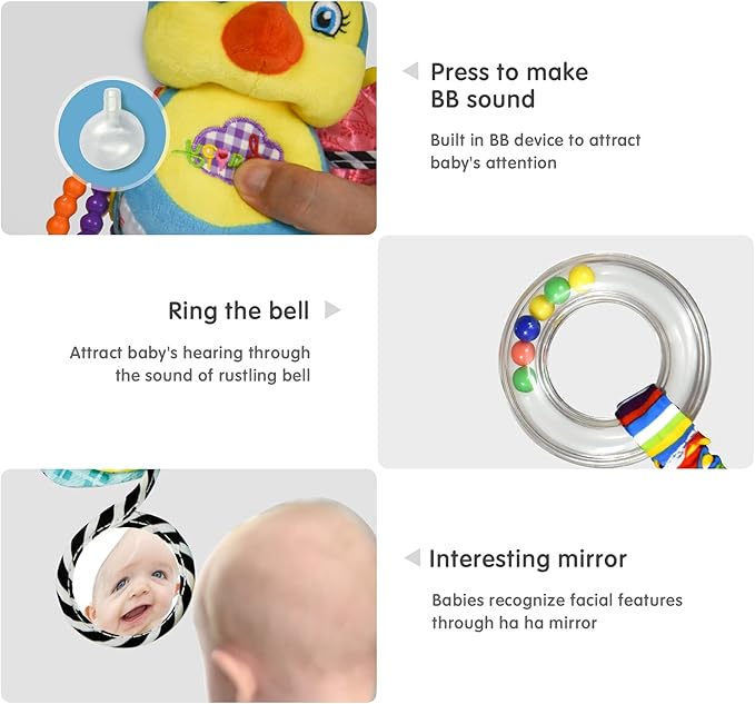 Baby Rattles Toys with Teether,Bed Bell for Toddler in pram,Gifts for Baby Aged 3 Months or More (Bird)