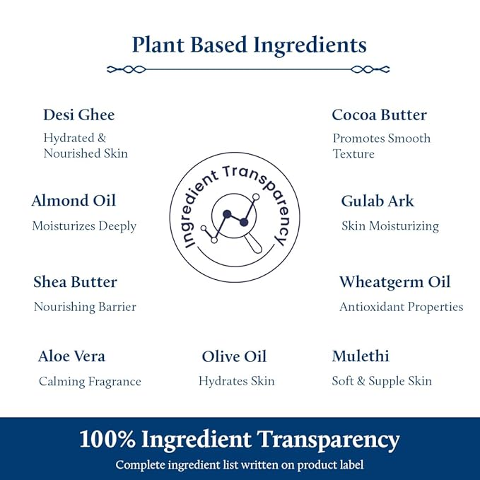 Blue Nectar Baby Lotion with Nourishing Organic Ghee, Body Butters and Ayurvedic Baby Oils Baby skincare | Infant Body lotion | Gentle moisturizer for Kids (12 Herbs, 3.38 Fl Oz)