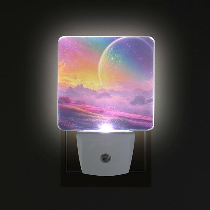 Aslsiy Night Light for Kids Rainbow Fantasy Universe (7) Plug in Wall Lamp LED Dusk to Dawn Sensor Energy Saving Nightlight for Boys Girls Men Women