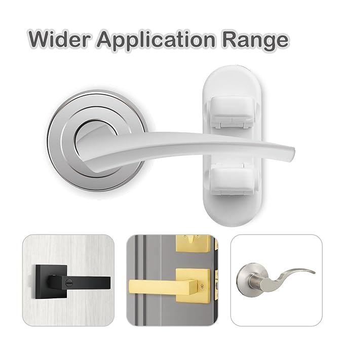 Child Proof Door Lever Lock, Door Handle Lock, Durable ABS with Adhesive Backing, Simple Install, No Tools Needed (U, Pack, 2)