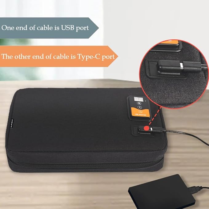 Portable USB Car Wipes Heater Warmer with Digital Display Screen,5V/10W Baby Wipes Thermostat Heating Bag,Heating Temperature Adjustable,Up to 80Pcs Wipes Capacity,for Car/Home/Travel/Camping