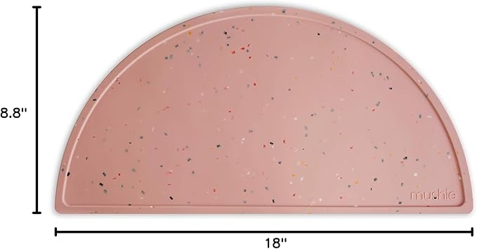 mushie Silicone Placemat for Kids | BPA-Free Non-Slip Design (Powder Pink Confetti)