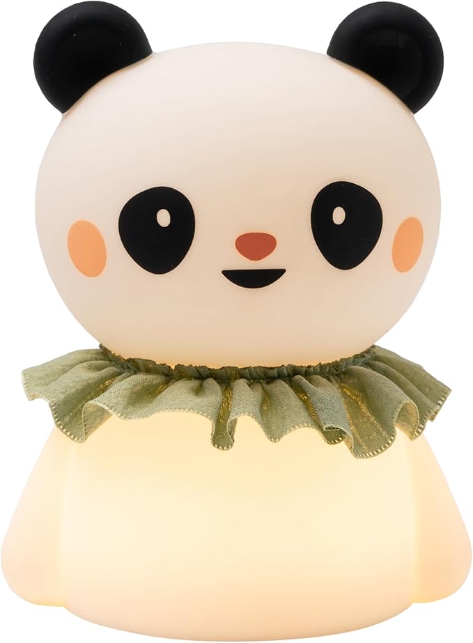Taf Toys Silicone Kids Night Light Adjustable Brightness Levels & 30-Min Timer Tap Control 3-Level Dimmable Baby Night Lights for Nursery USB Rechargeable Nursing Lamp Bedroom Décor (Little Panda)