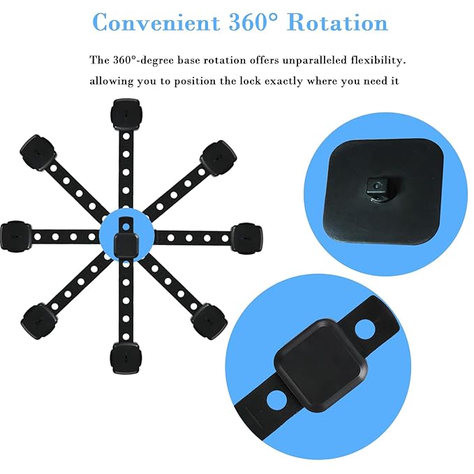 Fursafe&Q Cabinet Locks Baby Proofing, Baby Drawer Safety Locks -Adhesive Child Safety Lock Straps Adjustable Door Latch for Fridge Toilet Oven No Drill Furniture Kitchen Lock