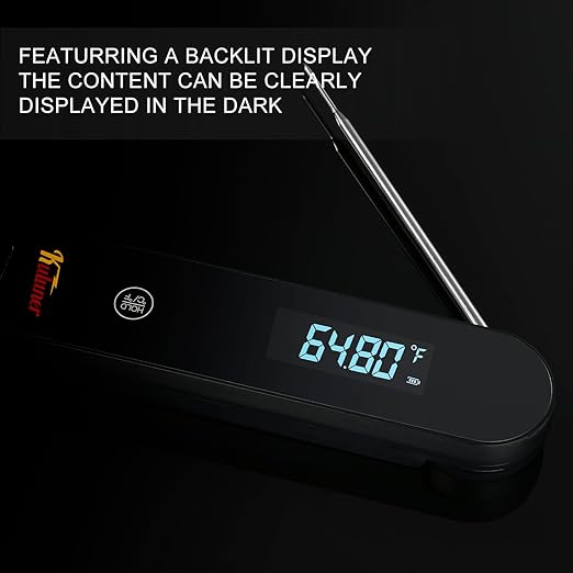 The Latest Thermocouple Instant Reading Meat Thermometer Digital,Faster Less Than 0.6 Second Response,IP67 Waterproof Thermometer Suitable for Grilling, Cooking,BBQ Gifts for Men (Black)