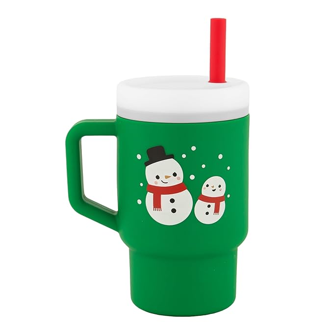 Infantino My 1st Tumbler, Silicone Sippy Cup with Straw & Handle, Spill-Resistant Baby Cup for On-the-Go, BPA-Free Transition Bottle, Snowman