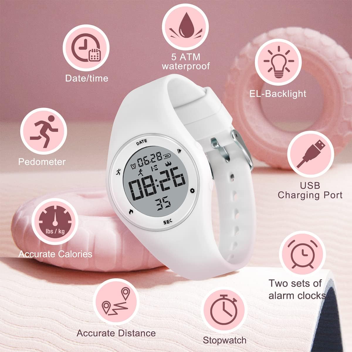 Kids Watches for Girls Boys Digital Sport Watch with Step Counter Pedometer Vibration Alarm Clock, No App Waterproof Fitness Tracker Kids Watch Boys Girls Teens Students Ages 5-16