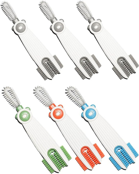 3 in 1 Cup Lid Gap Cleaning Brush Set with 3 Straw Cleaner Brush, Multifunctional Cup Cover Cleaning Brush, Small Cleaning Brushes for Nipple, Water Bottle Lid, Home Kitchen Cleaning Tools, Pack of 6