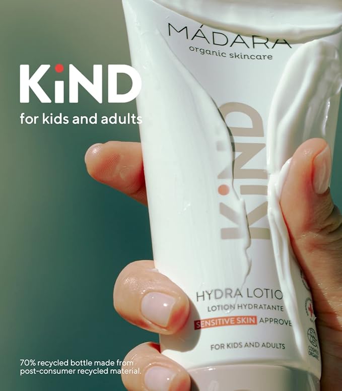 MÁDARA Organic Skincare | KIND Hydra Body Lotion – Organic Certified Replenishing Baby Lotion, Hydrates And Nourishes Sensitive Skin, Suitable For The Whole Family, Dermatologically Tested, 5.9oz