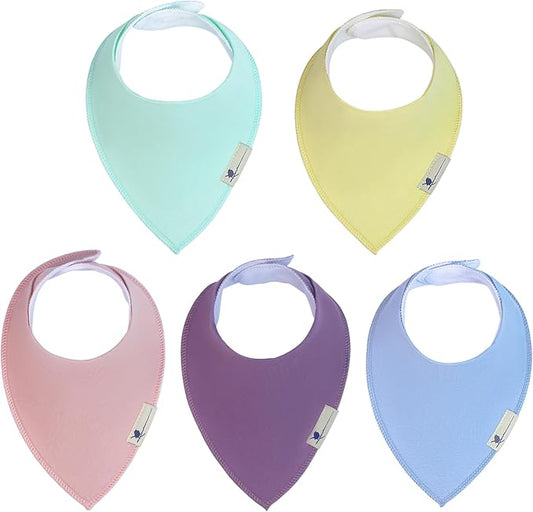 Blue Wren Magnetic Bandana Drool Bibs 5-pack - Magnetic Closure Baby Bibs - Safe, Easy, Chic Teething Bib