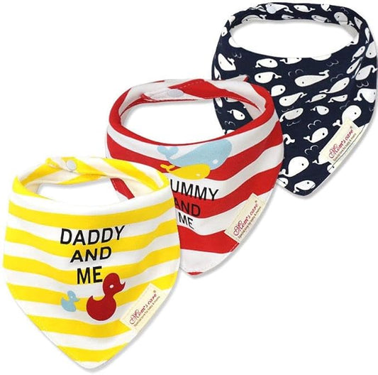 JN&LULU 3 Pack Newborn Baby Bibs Bandana Drool Bibs for Drooling Cotton Baby Gifts