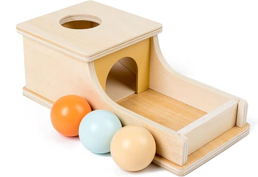 Busy edition Montessori Toys for Babies 6-12 Months Object Permanence Box Wooden Ball Drop Toy Play for 6 Month 1 2 3 Year Old Toddlers Infant Early Age Toy