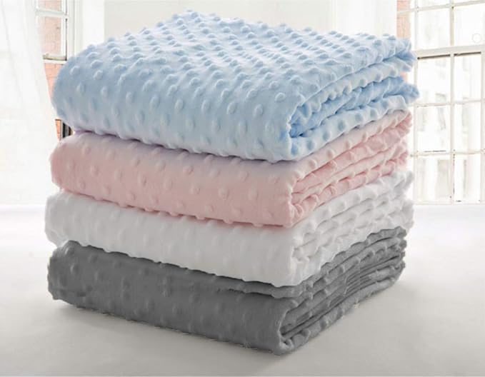 American Baby Company Heavenly Soft Chenille Receiving Blanket, 2-Layer Design with Minky Dot & Silky Satin, White, 30" x 40" for Boys and Girls