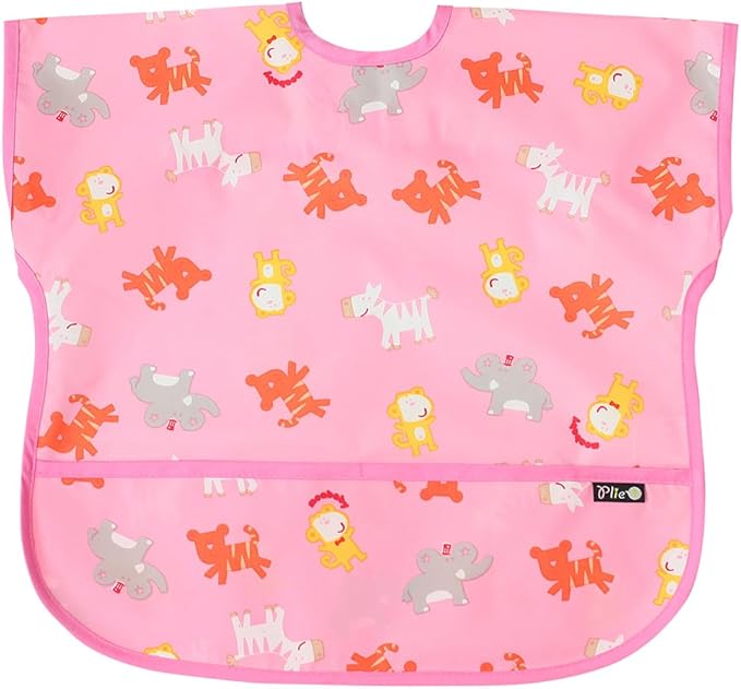 Short Sleeve Waterproof Bib for Toddlers – Feeding Apron for Mealtime, Daycare, Self-Feeding & Messy Play, Baby Bib