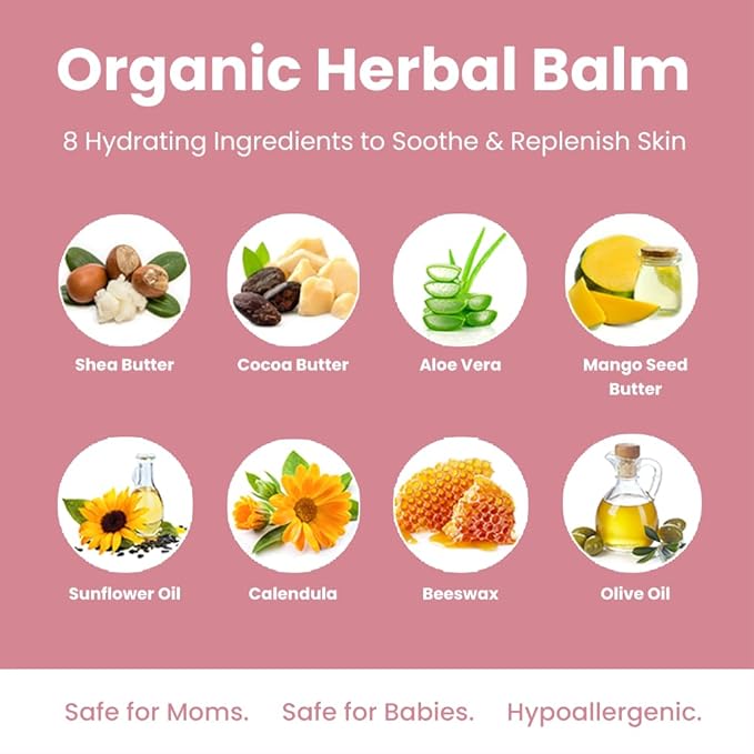 Organic Nipple Butter for Breastfeeding Mothers | Lanolin Free Nipple Cream, Safe for Nursing Moms & Babies | No Need to Wash Balm for Dry Skin & Breast Feeding, Breastfeeding Essentials