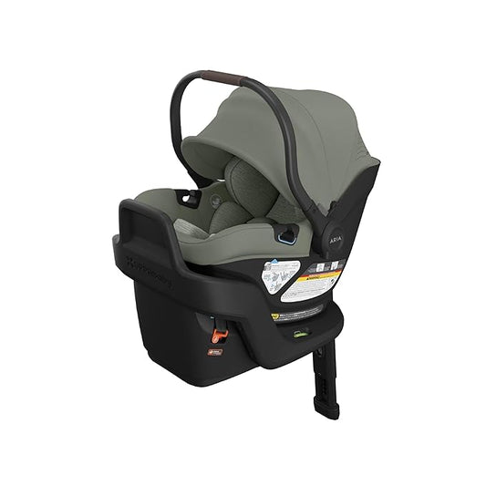 UPPAbaby Aria V2 Lightweight Infant Car Seat - Just Under 6 lbs - Base with Load Leg + Infant Insert + All-Weather FootCover Included - Direct Stroller Attachment - Evelyn (Green Meadow)
