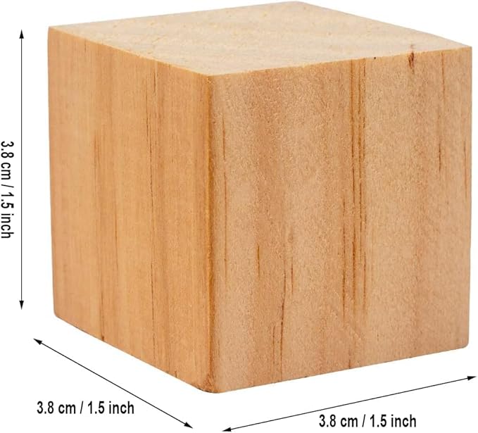 30 Pack 1-1/2 Inches Unfinished Wood Cubes Blocks - 1.5 Inch Natural Wooden Square Blocks Great for Crafts Making