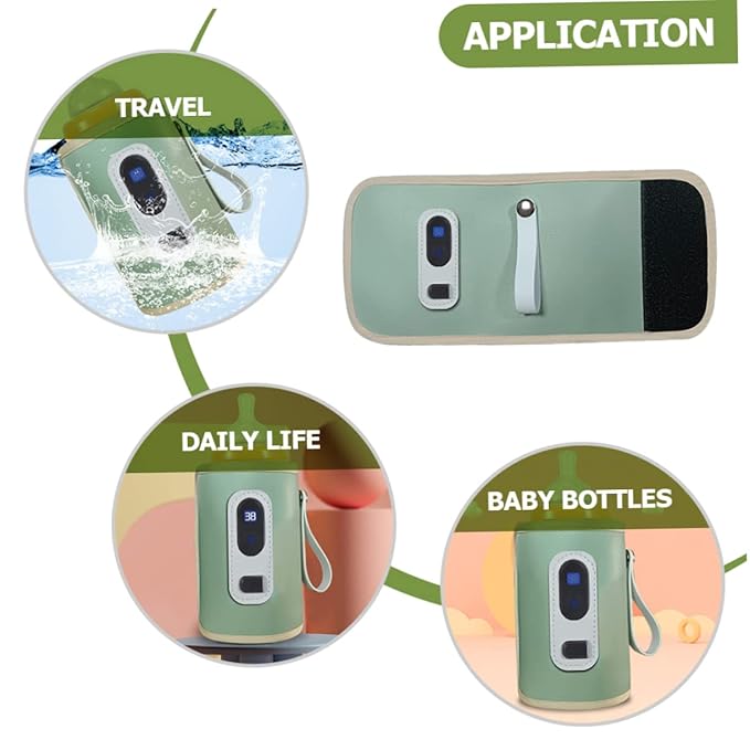 Bottle Warmer Breast Milk Bottles Bottle Sterilizer and Dryer Breastmilk Warmer Travel Assocories Calentador De Bottles Feeding Bottle Digital Display Oxford Cloth, 30.5x14cm, Green