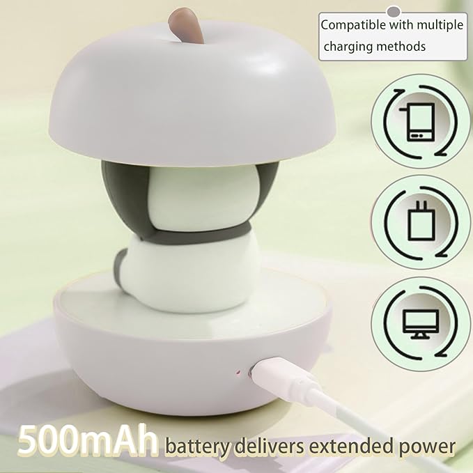 Cute Panda Night Light, LED Squishy Novelty Animal Night Lamp, 3 Level Dimmable Nursery Touch Kawaii Lamp, Birthday Christmas Gifts (USB Rechargeable) (White)