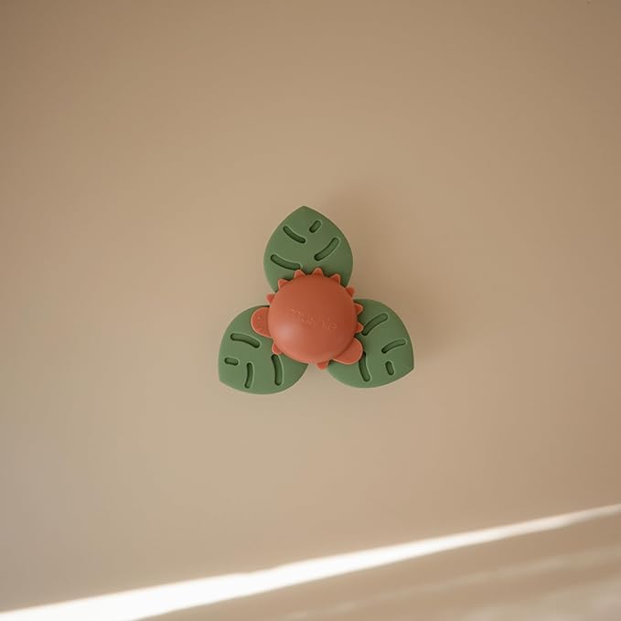 mushie Dino Suction Spinner Toy | Toddler Sensory Toys for Bath & Play