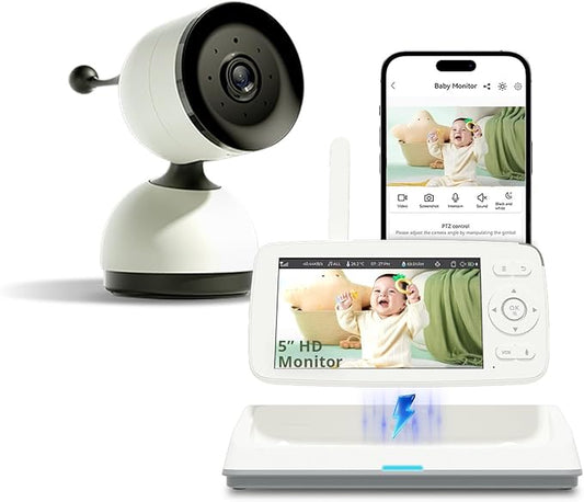 Smart Baby Monitor with 1080P Camera, Night Vision, 2-Way Audio & Cry Detection | WiFi/No WiFi, Temp Sensor, 1000ft Range, Rechargeable Parent Unit for Nursery