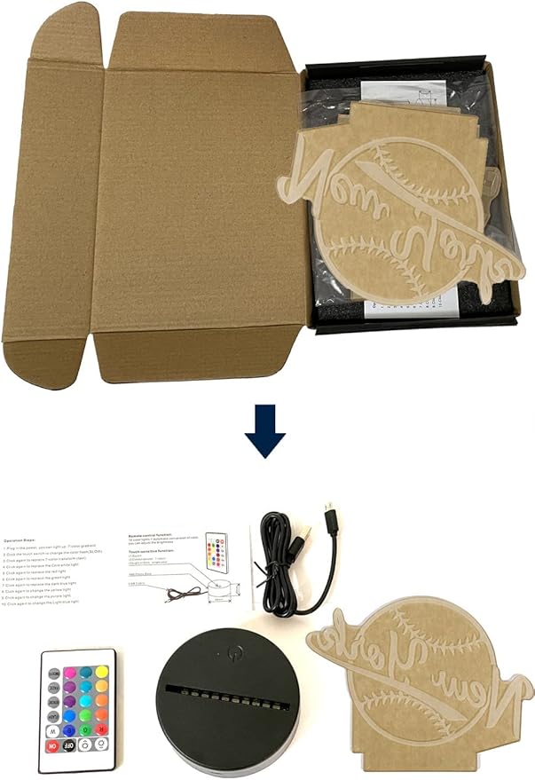 CLORURBANLIVE 3D Baseball New York Night Light 3D Illusion Lamp with Remote Control 16 Color Options Sports Decor Lighting for Fans (New York Multicoloured)