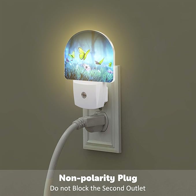 Mystic Fairy Butterflies Glowing Butterfly Forest Dusk to Dawn Plug in Night Light, 0.5w Energy Saving Sleep Friendly NightLight for Kids Boys Girls Home Decor