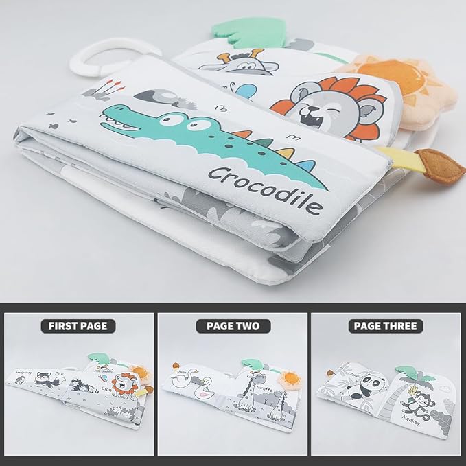 Caterbee Baby Activity Travel Mobile Arch Bassinet Toy, Black and White High-Contrast Bouncer Toy bar, Crib Toys with Hanging Animals, Stroller Attachment(Farm)