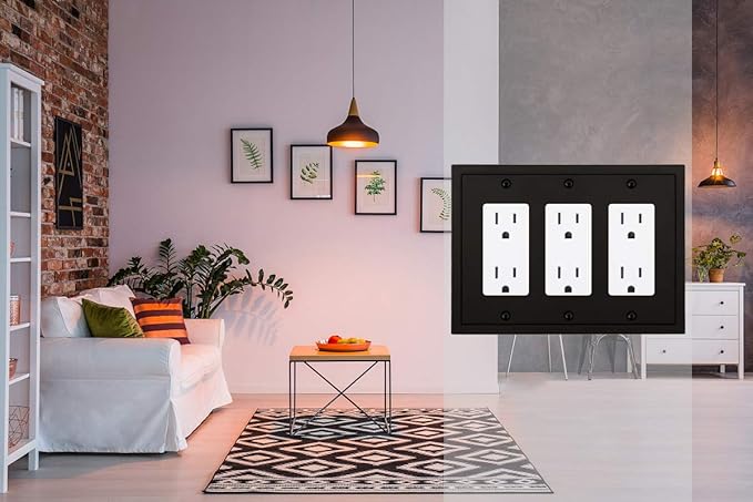 Modern Edge Decorative Wall Plate Switch Plate Outlet Cover, Durable Solid Zinc Alloy (Triple Decorator, Matte Black)