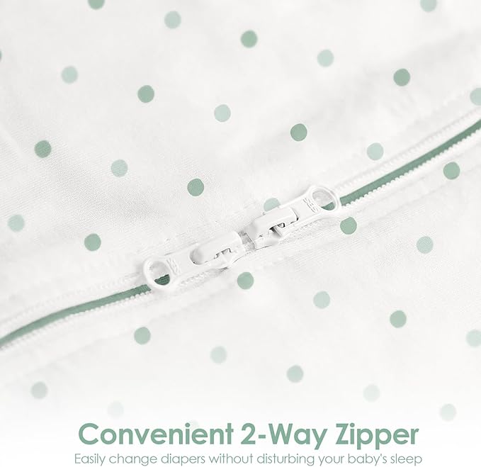 Baby Swaddle 0-2 Months, Cotton Arm-In Zipper Sleep Sack, Wearable Blankets Wrap for Newborn Infant Girls, Boys (Green Leaves, Polka Dots, Pack of 2)