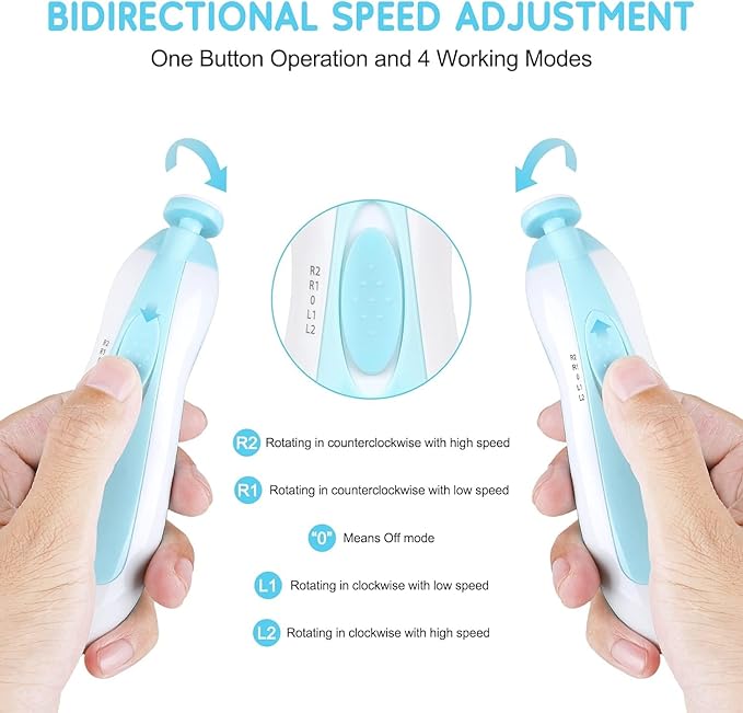 Baby Nail Trimmer Electric-12 in 1 Baby Nail Clippers Safe Baby Nail File Kit with a Nail Clipper, Scissor, Tweezers, and Nail Files