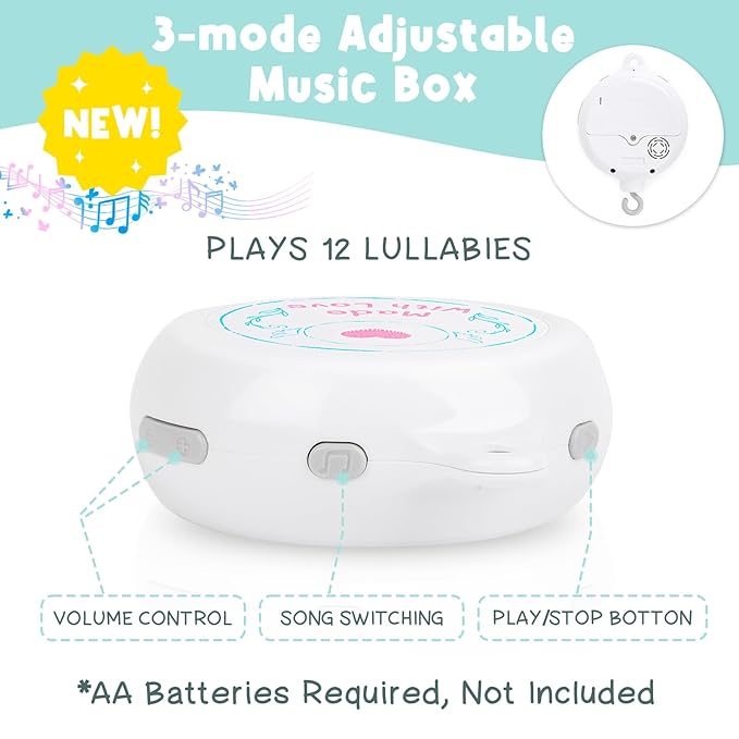 Animals Crib Mobile for Boys & Girls - Safari Baby Mobile for Crib with Upgraded 3-Mode Music Box, Fits Standard Cribs, Nursery Mobiles