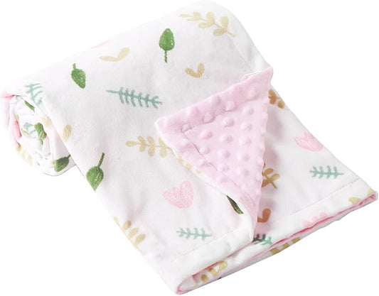 iEvolve Baby Nursery Bed Blankets Ultra Soft Double Layer Mini Blanket Minky Blanket Receiving Blankets Shower Gifts(Flower,45 * 60in)