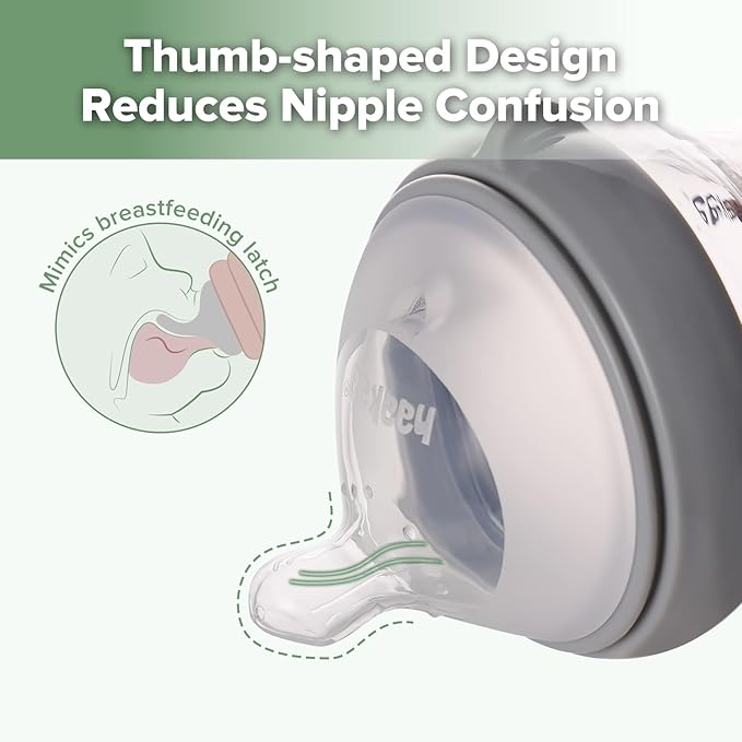 haakaa Gen.3 Natural Glass Baby Bottle 4.2oz/120ml - Wide Neck Anti-Colic Slow Flow Nipple for 0M+ Breastfed Baby, Newborn Registry Essentials,BPA-Free - 1 PK