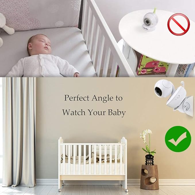 2 Pack-Adjustable Angle Baby Monitor Wall Mount for Motorola, Arlo, Infant Optics DXR-8, HelloBaby, Hellobaby Babysense Monitor Camera, Perfect Angle and Easy to Install (Camera Not Included)