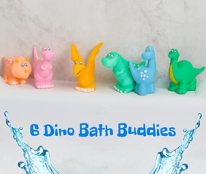 Bath Buddies Baby Bath Toys 6-12 Months, Infant Floating Dinosaur Bathtub Toys for Toddlers 1-3, Soft Bath Toys for Babies