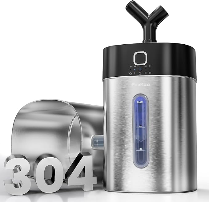 Feekaa Stainless Steel Humidifier Easy Clean, 1Gal/4L Cool Mist Humidifiers for Bedroom, Dishwasher Safe Humidifier Large Room, Humidifiers for Bedroom Baby Nursery Living Room Office, Black