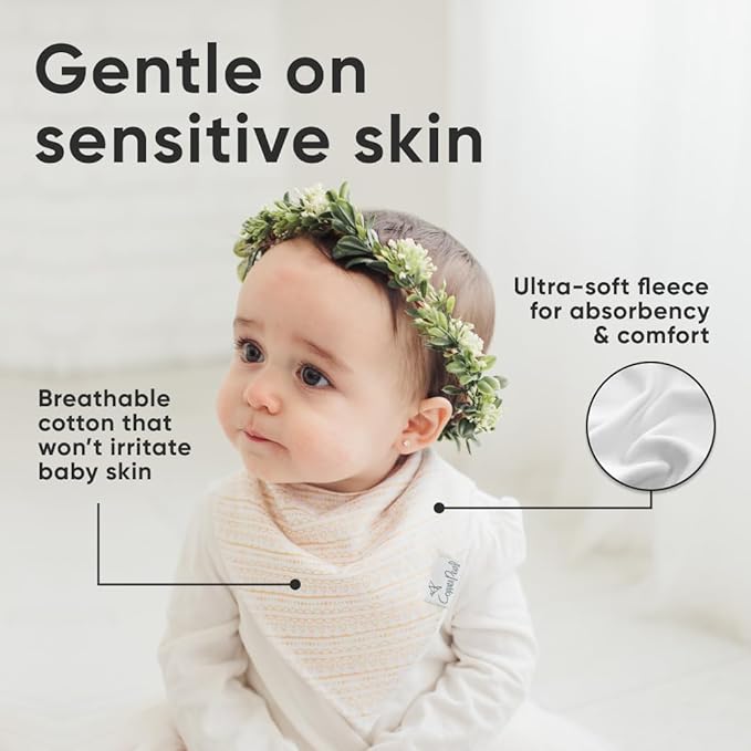 Copper Pearl 4 Pack Soft Cotton Baby Bibs for Drooling and Teething, Absorbent Drool Bibs for Baby Girl and Boy, Adjustable to Fit Newborns to Toddlers, Tons of Styles (June)