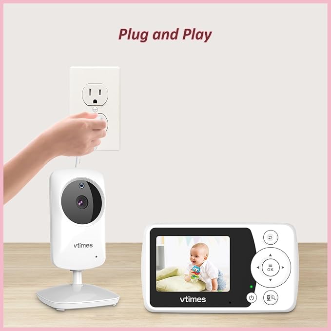 Baby Monitor with 2 Cameras, 2.4" LCD Screen Video Baby Monitor No WiFi Night Vision VOX Mode Alarm and 1000ft Range, Peace of Mind for New Parents