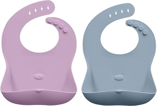 Abiie Ruby Wrapp Silicone Bibs for Babies with Front Pocket - Waterproof Bib - Stain Resistant - Silicone Toddler Bibs