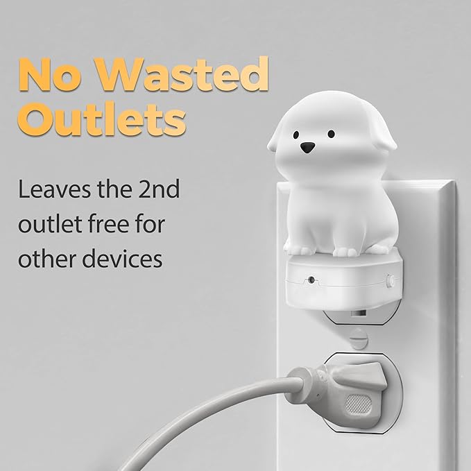 DORESshop LED Night Light for Kids[2 Pack], 3D Cute Puppy Night Lights Plug into Wall with Dusk to Dawn Sensor, RGB+Soft White 3000K Dog Night Light, Christmas Birthday Gift for Kids, Room Decor