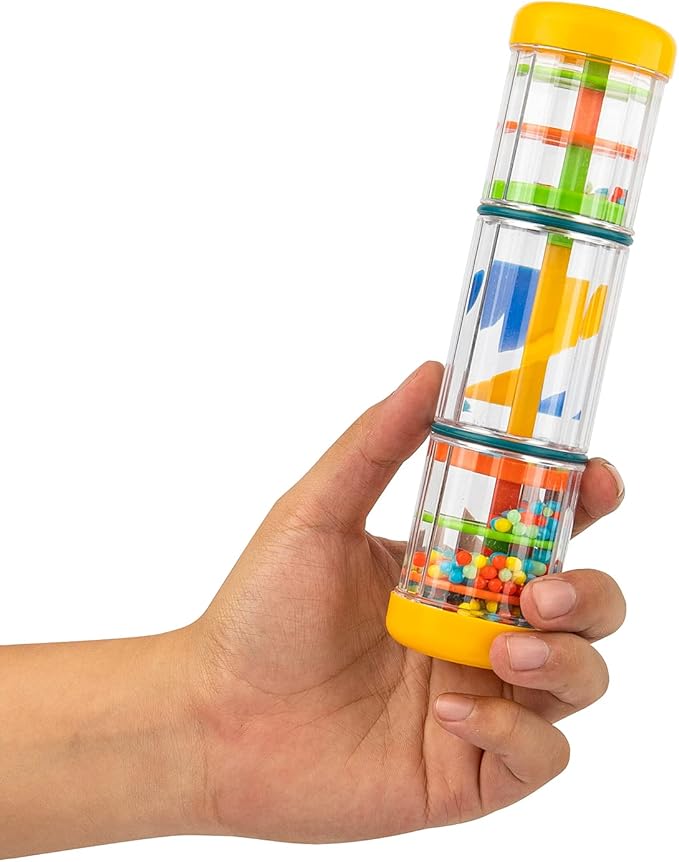 Rainmaker Baby Rain Stick Toys for Kids: 8 inch Rainstick Sensory Rattle Toys for Babies,Shaker Rainfall Tubes Musical Instrument - Yellow