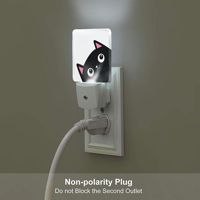 Black Cat Night Light,Plug Into Wall Decor for Stairway,Hallway,Kitchen,Dusk to Dawn Sensor Nightlights for Boys/Girls/Women/Men Room Gifts