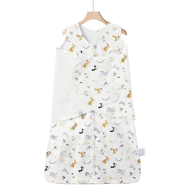 Swaddle-Blanket Baby Girl & Boy Swaddles Newborn Infant Transition 100% Cotton Wrap Blankets, 3-Way Adjustable Wearable Blanket, TOG 1.0 (Dinosaur, 3-6 Month)