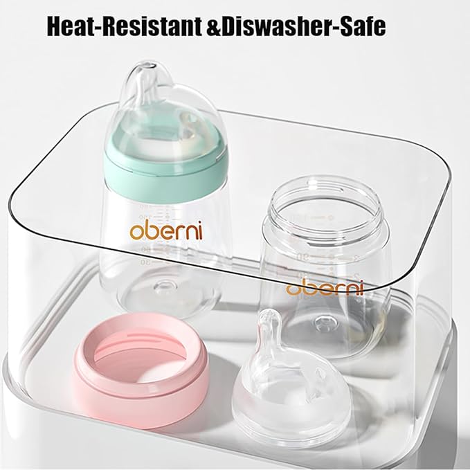 Baby Bottles with Slow Off-Centered Nipple for 0+ Months, Anti Colic Newborn Milk Feeding Bottle, 150ml/5oz/Pink/3Pack