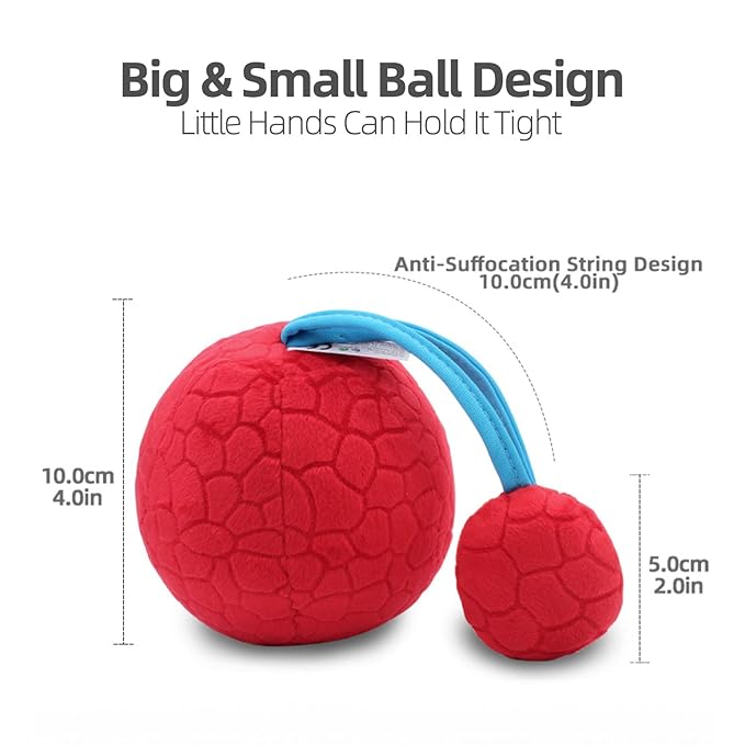 Jollybaby Soft Plush Stuffed Red Oball with Rattle Toys for Infant Baby 0-3-6 Months, High Contrast Sensory Rattles Teething Ball Toys for Baby, Newborn Boy Girls Shower Gifts