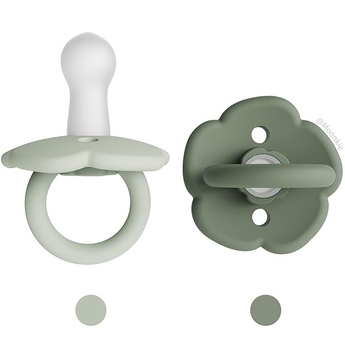 Moonkie Pacifiers Set of 2 | One-Piece Design Baby Pacifier with Large Air Holes | BPA-Free Silicone | Safe for Babies 6 Months+