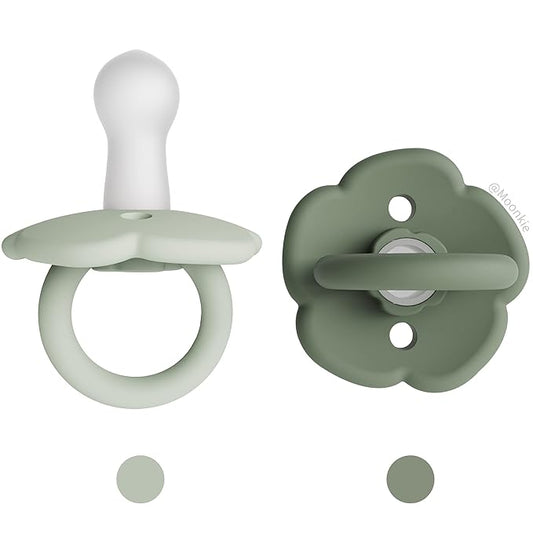 Moonkie Pacifiers Set of 2 | One-Piece Design Baby Pacifier with Large Air Holes | BPA-Free Silicone | Safe for Babies 6 Months+